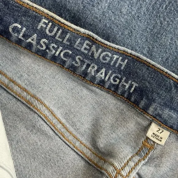 J. Crew Full Length Classic Straight Jeans Size 27 Blue High Rise Raw Hem - Picture 10 of 12